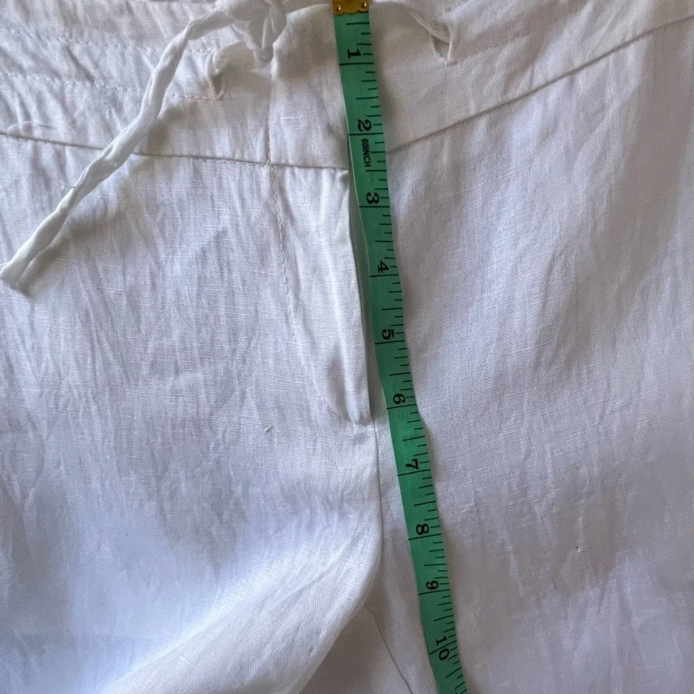 Blue Island Crisp SZ S Semi-Sheer White Linen Trousers.